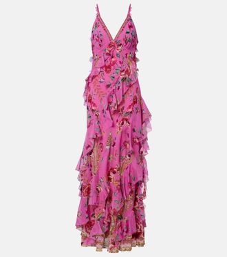 Camilla Floral ruffled silk maxi dress