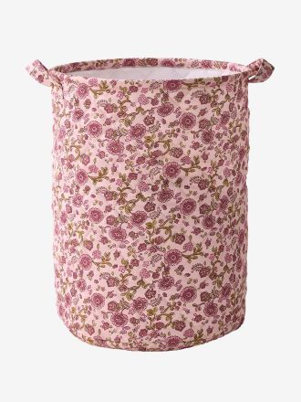Vertbaudet Aufbewahrungskorb Kinderzimmer mit Blumenprint gesteppt rosa