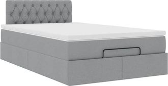 vidaXL Cama Otomana Con Colch&oacute;n Gris Claro 120x200 Cm Tela Vidaxl