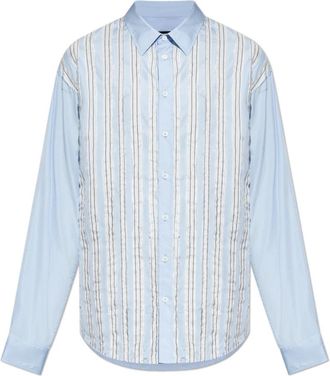 Dsquared2 Shirt met streepjespatroon - Heren - Casual Overhemden - Blauw - XL - Katoen - Overhemden
