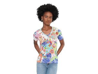 Johnny Was The Janie Favorite Short Sleeve V-Neck T-Shirts Womens Clothing Mcdreamer Print : 2XL, Rayon/Spandex