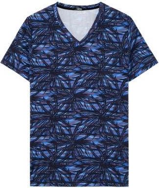 HOM Star Island Tee-Shirt V Neck in Blue Print at Nordstrom, Size Xx-Large