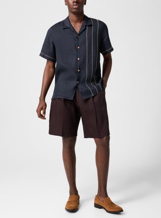Paul Smith Mens Cross-stitched pure linen cabana shirt