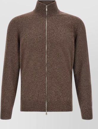 Brunello Cucinelli cashmere ribbed high neck zip cardigan