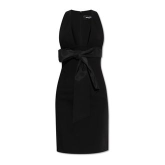 Dsquared2 Jurk met decoratieve strik - Dames - Korte kleedjes - Zwart - XS - Polyester - Kleedjes