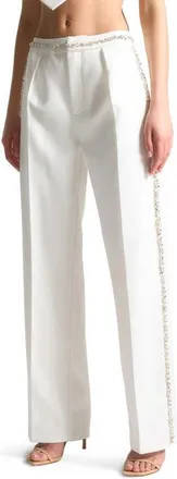 Mani&egrave;re De Voir Patricia Embellished Tailored Trousers in White at Nordstrom, Size 10