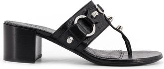 Balenciaga City Tong Leather Heeled Sandals