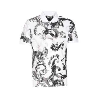 Versace Jeans Couture Polo Shirts, male, White, Size: XS Watercolour Couture Polo