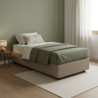 Dmora Dmora - Cama Individual Dgalle, Cama Contenedor Con Revestimiento De Tela, 100% Made In Italy, Apertura Frontal, Adecuado Para Colch&oacute;n Cm 90x200, T&oacute;rt