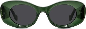 Loewe Maxi Anagram Oval Zonnebril - Dames - Zonnebrillen - Groen - ONE Size - Accessoires