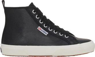 Superga Womens 2750 Mid Tumbled Leather Sneakers, Black / White, 6 UK