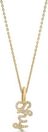 SHYMI Pav&eacute; Cubic Zirconia Cursive Name Pendant Necklace in Gold at Nordstrom