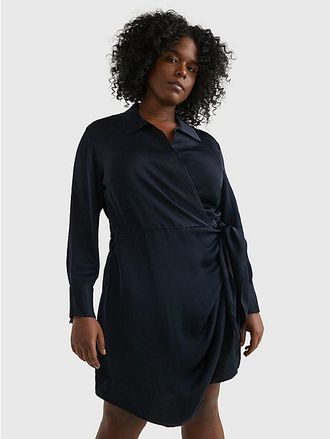 Tommy Hilfiger Curve cr&ecirc;pe overhemdjurk met strikknoop