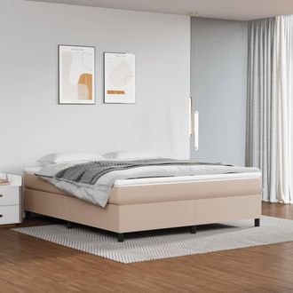 vidaXL Vidaxl - Cama Box Spring Con Colch&oacute;n Cuero Sint&eacute;tico Capuchino 160x200cm