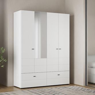 Dmora Armario Grande Spigno, Ropero Dormitorio 2 Estantes, 2 Cajones, Perchero, 155x208h Cm Blanco Mate