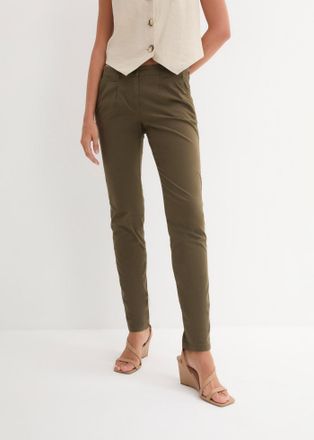 Bonprix Chinohose BONPRIX, Damen, Gr. 34, N-Gr, dunkeloliv (l&auml;nge: regul&auml;r), Twill, Obermaterial: 98% Baumwolle, 2% Elasthan, unifarben, washed, regular fit l