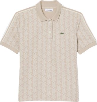 Lacoste Beige Monogram Jacquard Slim Polo