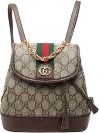 Gucci Pre-owned Ophidia GG Supreme mini rugzak - Dames - Pre-owned - Beige - Maat: ONE Size Leer