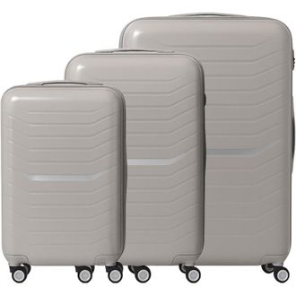 Relaxdays Relaxdays 3-piece hard-shell luggage set, 4 swivel wheels, 3 sizes, telescopic handle, TSA lock, beige