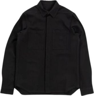 Rick Owens Zwarte wollen shirt met knoopsluiting - Heren - Casual Overhemden - Zwart - L - Wol - Overhemden