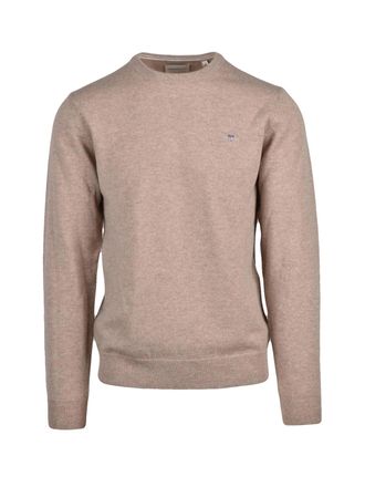 GANT Beige Wool Crewneck Sweater With Ribbed Detailing