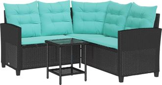 vidaXL Sof&aacute; De Jard&iacute;n 2 Uds. 5-n&uacute;mero De Plazas Negro Y Turquesa Vidaxl