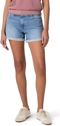 Paige Dylan Cuffed Raw Hem Mid Rise Denim Shorts in Tulipe at Nordstrom, Size 25