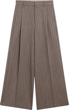 Dries Van Noten Wide Trousers, male, Gray, Size: S Wide-leg pinstripe wool trousers