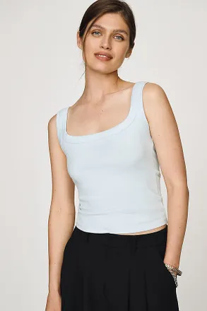 Maeve Cotton Wide Scoop-Neck Tank Top