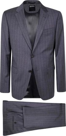 Ermenegildo Zegna Single Breasted Suit - Heren - Business pakken - Grijs - M - Wol - Kostuums