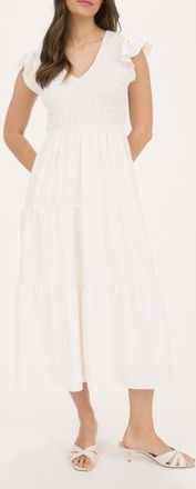Blu Pepper Flutter Sleeve Midi Dress in Cream at Nordstrom Rack, Size Large