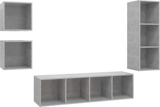 vidaXL Vidaxl - Set De Muebles De Sal&oacute;n 4 Pzas Madera Ingenier&iacute;a Gris Hormig&oacute;n