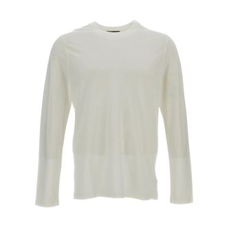 Zanone Long Sleeve Tops, male, White, Size: 2XL Maglietta girocollo a maniche lunghe