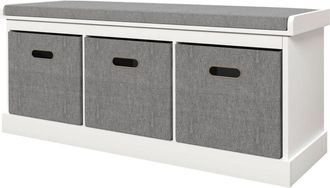 HOMCOM Homcom - Panca Scarpiera 3 Cassetti e Seduta in Tessuto per 3 Paia Scarpe Bianco
