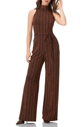 Ivonne Wide-Leg Sleeveless Jumpsuit with Side Pockets in Brown at Nordstrom, Size Medium