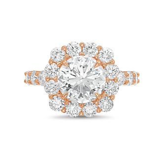 Diana M. Jewels 18kt rose gold 6.00cts Lab-Grown Round Diamond Halo Ring with Diamond Band