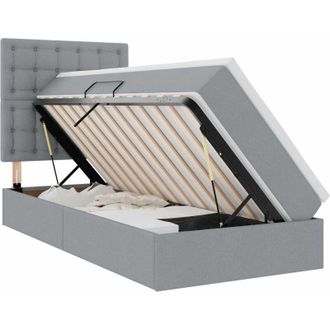 vidaXL Bed with Mattress with LED Light Grey 90 x 190 cm Polyester vidaXL