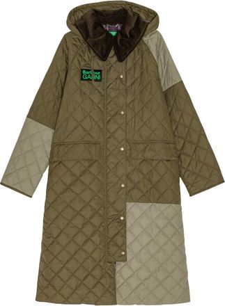 Ganni x Barbour Cappotto trapuntato con cappuccio - Verde