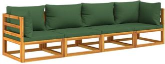 vidaXL Juego Muebles De Jard&iacute;n 4 Piezas Madera Maciza Y Cojines Verdes Vidaxl