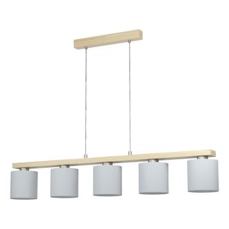 Loops Pendant Light Colour Satin Nickel Brown Shade White Fabric Bulb E27 5x28W in Metallics
