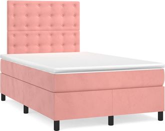 vidaXL Vidaxl - Cama Box Spring Con Colch&oacute;n Y Led Terciopelo Rosa 120x190 Cm