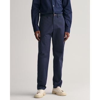 GANT Mens Regular Fit Twill Chinos - Marine Cotton - Size 38W/30L