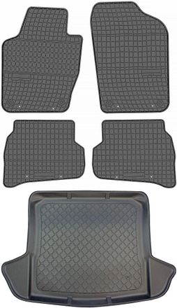 OEM Seat Ibiza Iv St (6j) Kombi De 02.2010 A 07.2016 Set - Alfombrillas De Goma Para Coche + Alfombrilla Para Maletero