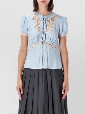 Self Portrait lace tie-neck ruffled blouse
