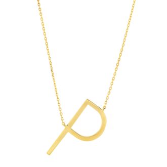 MAX + STONE Solid 10K Yellow or White Gold Initial Pendant Necklace 16-18 inch Cable Chain