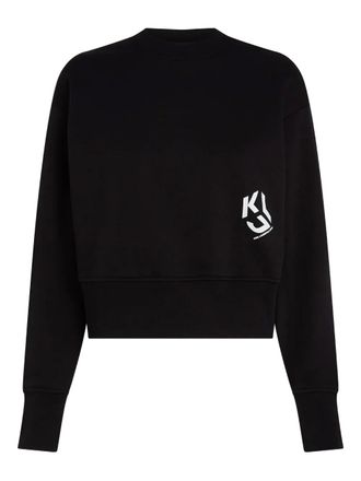 Karl Lagerfeld monogram-logo sweatshirt - women - Organic Cotton/Recycled Polyester - L - Black