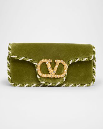 Valentino Garavani Loco VLOGO Velvet Clutch Bag