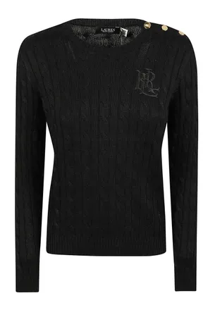 Ralph Lauren Cable-Knit Cotton Button-Placket Sweater