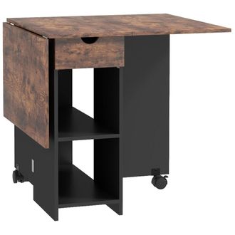 HOMCOM Mesa plegable comedor 120x72x75 cm marr&oacute;n r&uacute;stico y negro