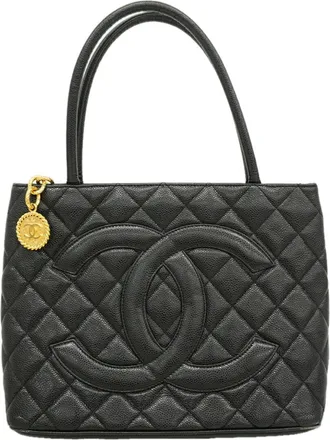 Chanel Black Grained Calfskin Tote Bag (Pre-Owned)